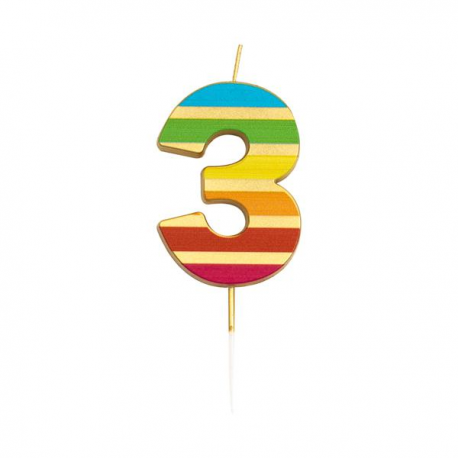 CANDELINA NUMERO 3 GOLD STRIPES