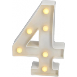 NUMERO \\"4\\" LUMINOSO BIANCO - Luce LED calda - 22cm