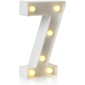 NUMERO \\"7\\" LUMINOSO BIANCO - Luce LED calda - 22cm