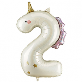 PALLONCINO MYLAR NUMERO \\"2\\" UNICORNO - 93cm