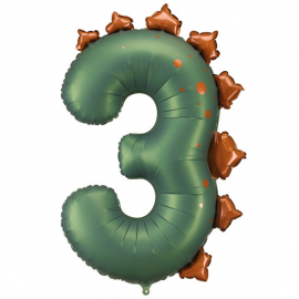 PALLONCINO MYLAR NUMERO \\"3\\" DINOSAURO - 92cm