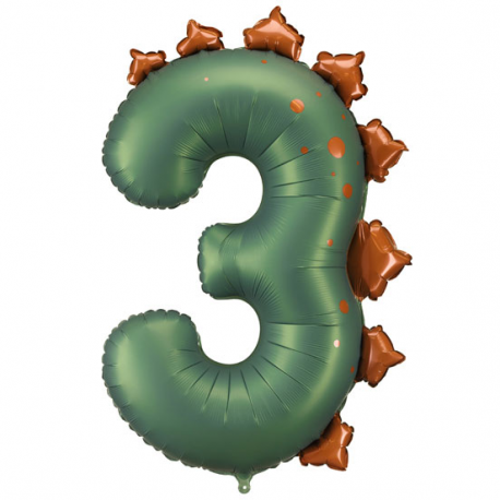 PALLONCINO MYLAR NUMERO \\"3\\" DINOSAURO - 92cm