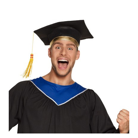 CAPPELLO LAUREA NERO con bordo oro