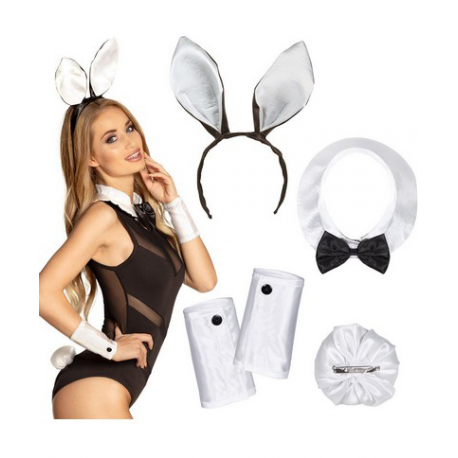 KIT TRAVESTIMENTO CONIGLIETTA PLAYBOY (cerchietto, colletto, polsini e coda)