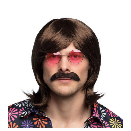 PARRUCCA \\"HIPPIE\\" GARY con baffi