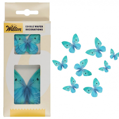 FARFALLE IN CIALDA - AZZURRE WILTON - Set 8 Pezzi