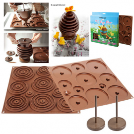 STAMPO SILICONE 3D EGG CHOC - Uovo 3D - Ø 305 h 15cm - BASE + PIOLO 2 pz.