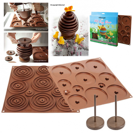 STAMPO SILICONE 3D EGG CHOC - Uovo 3D - Ø 305 h 15cm - BASE + PIOLO 2 pz.