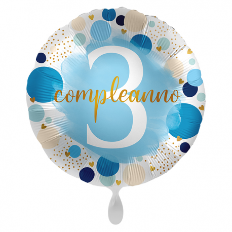 PALLONCINO "3° Compleanno" LUCKY TWO - Mylar standard 43cm