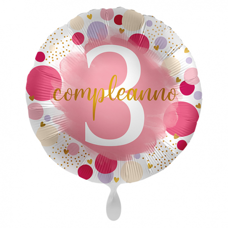 PALLONCINO "3° Compleanno" SWEET ONE - Mylar standard 43cm