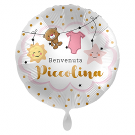 PALLONCINO \\"Benvenuta Piccolina\\" BABY GIRL - Mylar standard 43cm