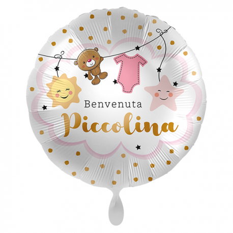 PALLONCINO \\"Benvenuta Piccolina\\" BABY GIRL - Mylar standard 43cm