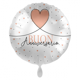 PALLONCINO \\"Buon Anniversario\\" LITTLE HEART - Mylar standard 43cm