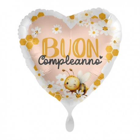 PALLONCINO \\"Buon Compleanno\\" BEE HAPPY - Mylar standard 43cm