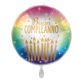 PALLONCINO \\"Buon Compleanno\\" CANDELINE - Mylar standard 43cm