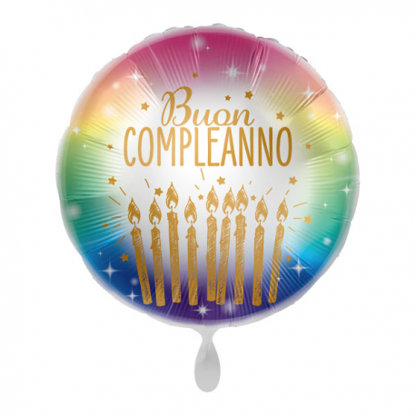 PALLONCINO \\"Buon Compleanno\\" CANDELINE - Mylar standard 43cm