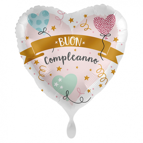 PALLONCINO \\"Buon Compleanno\\" CELEBRATE HEART - Mylar standard 43cm