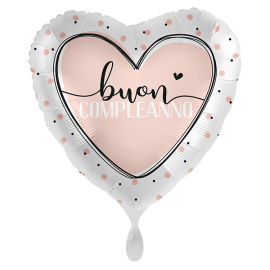 PALLONCINO \\"Buon Compleanno\\" GLOSSY HEART - Mylar standard 43cm