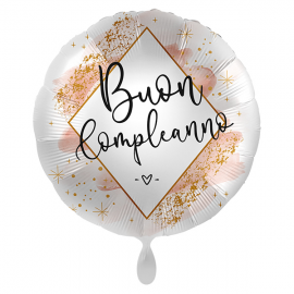 PALLONCINO \\"Buon Compleanno\\" SMOOTH WATERCOLOR - Mylar standard 43cm