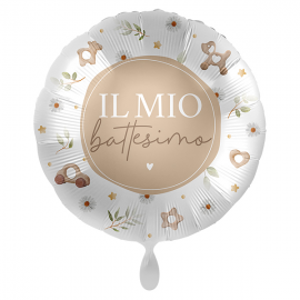 PALLONCINO \\"Il mio Battesimo\\" HELLO TO HAPPINESS - Mylar standard 43cm