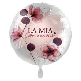 PALLONCINO \\"La mia Comunione\\" BLUSH BLOOM - Mylar standard 43cm