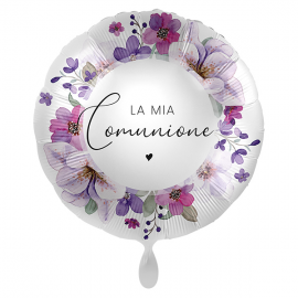 PALLONCINO \\"La mia Comunione\\" FLOREAL CELEBRATE - Mylar standard 43cm