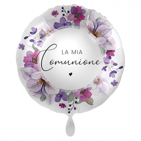 PALLONCINO \\"La mia Comunione\\" FLOREAL CELEBRATE - Mylar standard 43cm