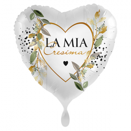 PALLONCINO \\"La mia Cresima\\" BOTANICAL HEART - Mylar standard 43cm