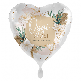 PALLONCINO \\"Oggi Sposi\\" MODERN HEART - Mylar standard 43cm