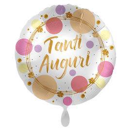 PALLONCINO \\"Tanti Auguri\\" SCHINY DOTS - Mylar standard 43cm