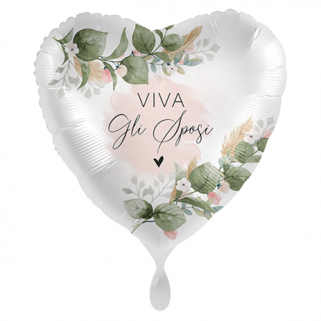 PALLONCINO \\"Viva gli Sposi\\" ROMANTICA GARDEN - Mylar standard 43cm