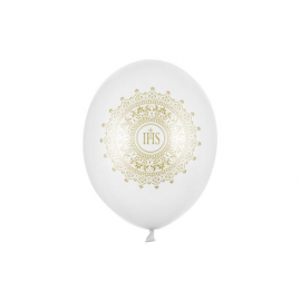 PALLONCINI COMUNIONE IHS METALLIC - Pz.6 - ø cm.30