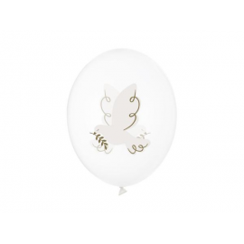 PALLONCINI CRESIMA CON COLOMBA TRASPARENTI - Pz.6 - ø cm.30