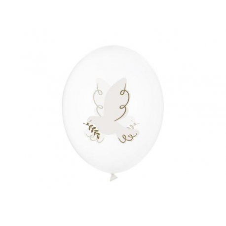 PALLONCINI CRESIMA CON COLOMBA TRASPARENTI - Pz.6 - ø cm.30