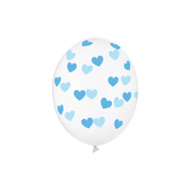 PALLONCINI CUORICINI AZZURRI - Pz.6 - ø cm.30 TRASPARENTI