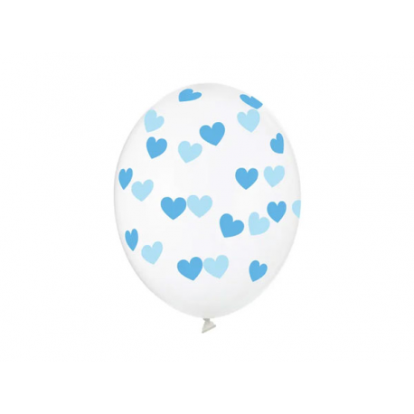 PALLONCINI CUORICINI AZZURRI - Pz.6 - ø cm.30 TRASPARENTI