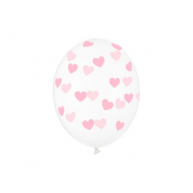 PALLONCINI CUORICINI ROSA - Pz.6 - ø cm.30 TRASPARENTI