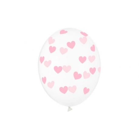 PALLONCINI CUORICINI ROSA - Pz.6 - ø cm.30 TRASPARENTI