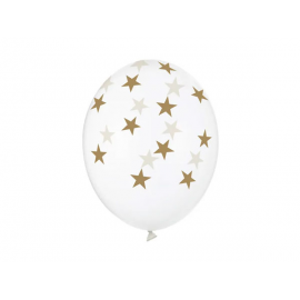 PALLONCINI STELLINE ORO - Pz.6 - ø cm.30 TRASPARENTI