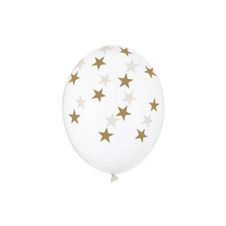 PALLONCINI STELLINE ORO - Pz.6 - ø cm.30 TRASPARENTI