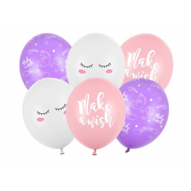 PALLONCINI UNICORNO \\"MAKE A WISH\\" - Pz.6 - ø cm.30