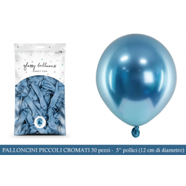 PALLONCINI PICCOLI CHROME BLU - Pz.50 - ø cm.12 (glossy balloons)