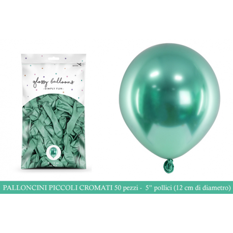 PALLONCINI PICCOLI CHROME VERDI - Pz.50 - ø cm.12 (glossy balloons)