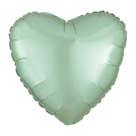 PALLONCINO MYLAR FOIL CUORE - VERDE MENTA SATINATO 46cm
