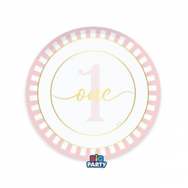 PIATTI 1° COMPLEANNO ROSA 6 Pz. 24cm \\"One today Pink\\"