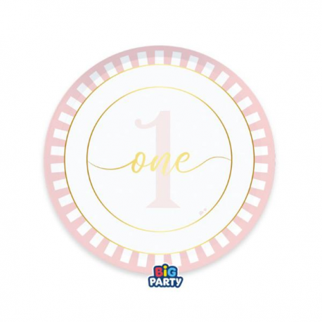 PIATTI 1° COMPLEANNO ROSA 6 Pz. 24cm \\"One today Pink\\"