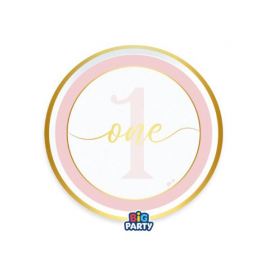 PIATTINI 1° COMPLEANNO ROSA 6 Pz. 18cm \\"One today Pink\\"
