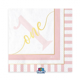 TOVAGLIOLI 1° COMPLEANNO ROSA 16 Pz. 33x33cm \\"One today Pink\\"
