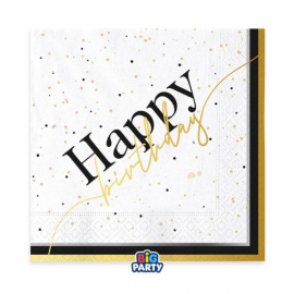 TOVAGLIOLI HAPPY BIRTHDAY \\"PRESTIGE\\" 33x33cm - 16 pezzi