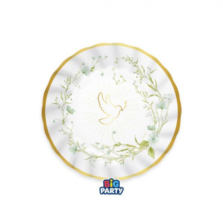 PIATTINI CRESIMA \\"COLOMBA\\" 20cm - 6 pezzi